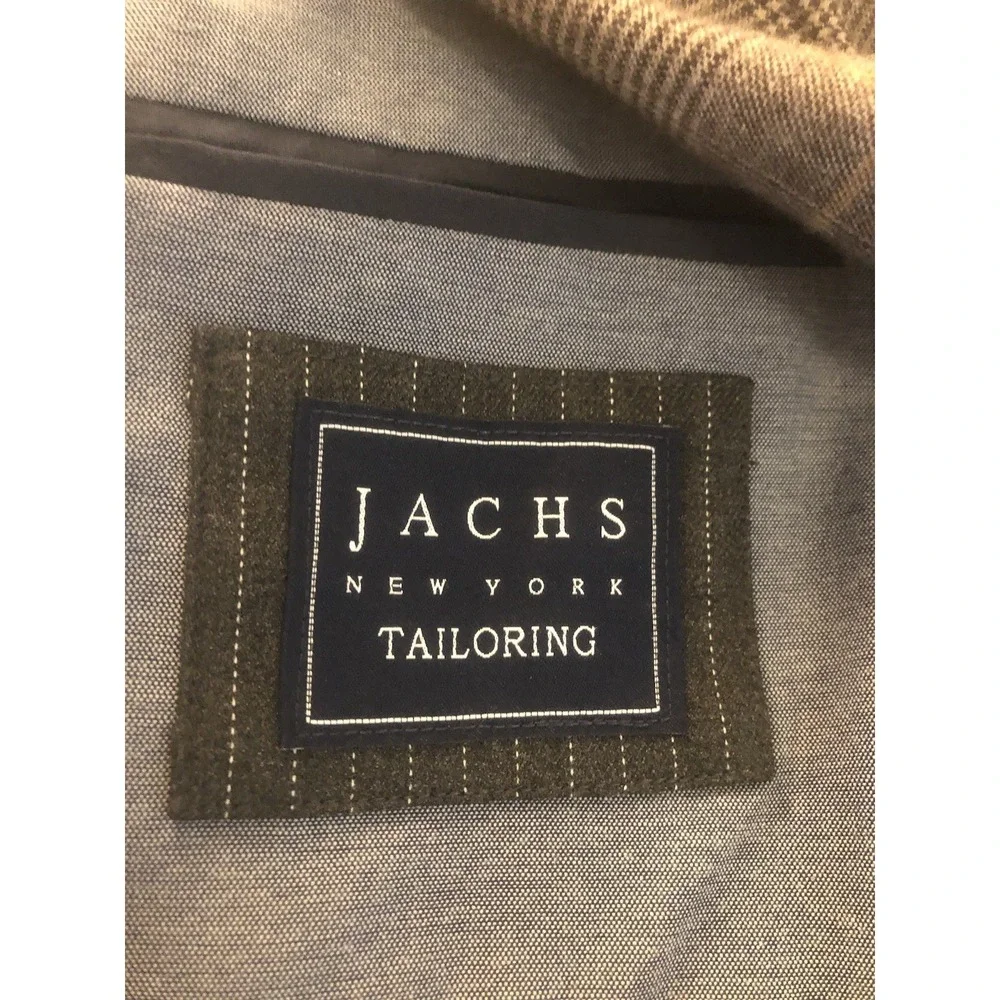 Jachs Tailoring Blazer 46R Brown Plaid Fabric Suit Coat Jacket Business Casual